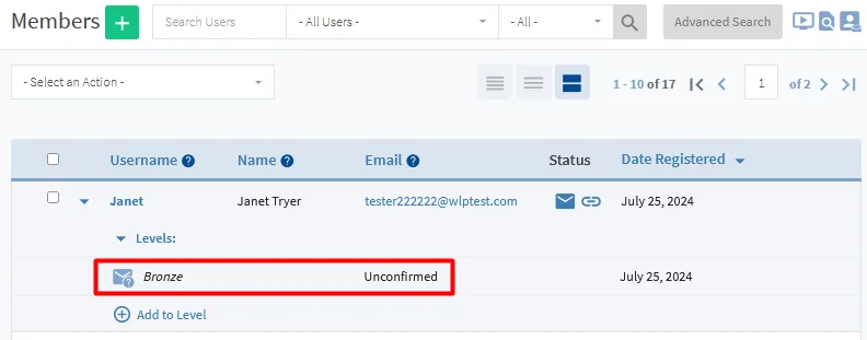 image - WordPress Membership Plugin - Membership Sites Editing Member Level Status in WishList Member - Confirm