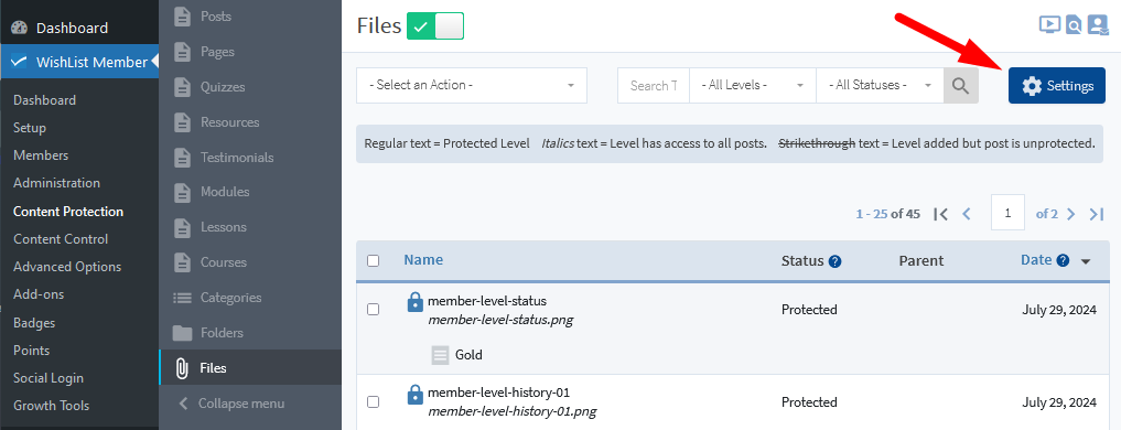 Protect Your Files Using WishList Member File Protection - General Settings