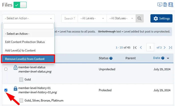 image - WordPress Membership Plugin - Membership Sites Protect Your Files Using WishList Member File Protection - Remove Levels from Content