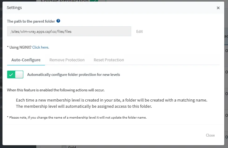 image - WordPress Membership Plugin - Membership Sites Protect Folders on Your Site Using WishList Member Folder Protection - Settings