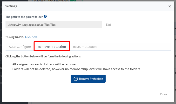 Protect Folders on Your Site Using WishList Member Folder Protection - Remove Protection