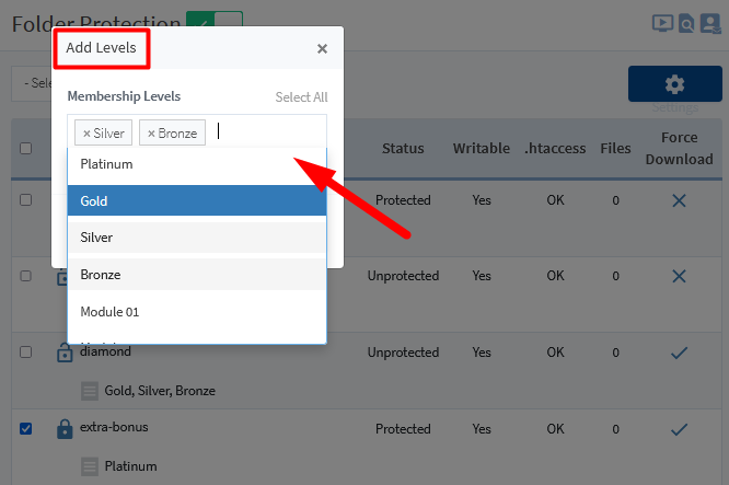 Protect Folders on Your Site Using WishList Member Folder Protection - Add Levels