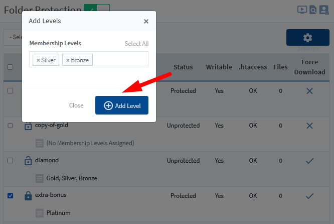 Protect Folders on Your Site Using WishList Member Folder Protection - Add Levels