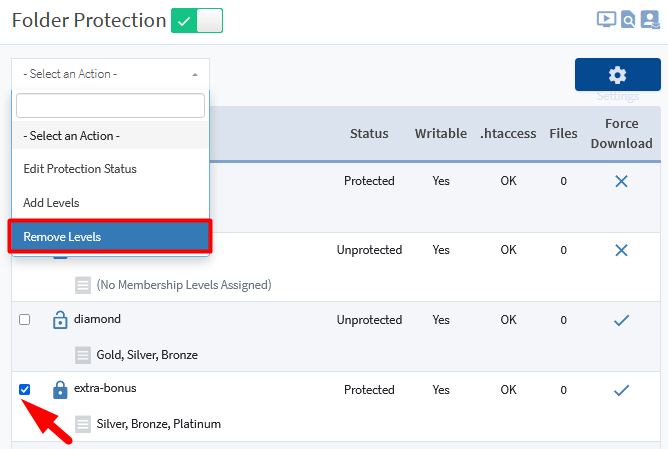 Protect Folders on Your Site Using WishList Member Folder Protection - Remove Levels