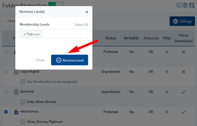Protect Folders on Your Site Using WishList Member Folder Protection - Remove Levels