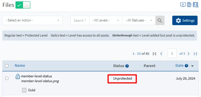 image - WordPress Membership Plugin - Membership Sites Protect Your Files Using WishList Member File Protection - Edit Content Protection Status