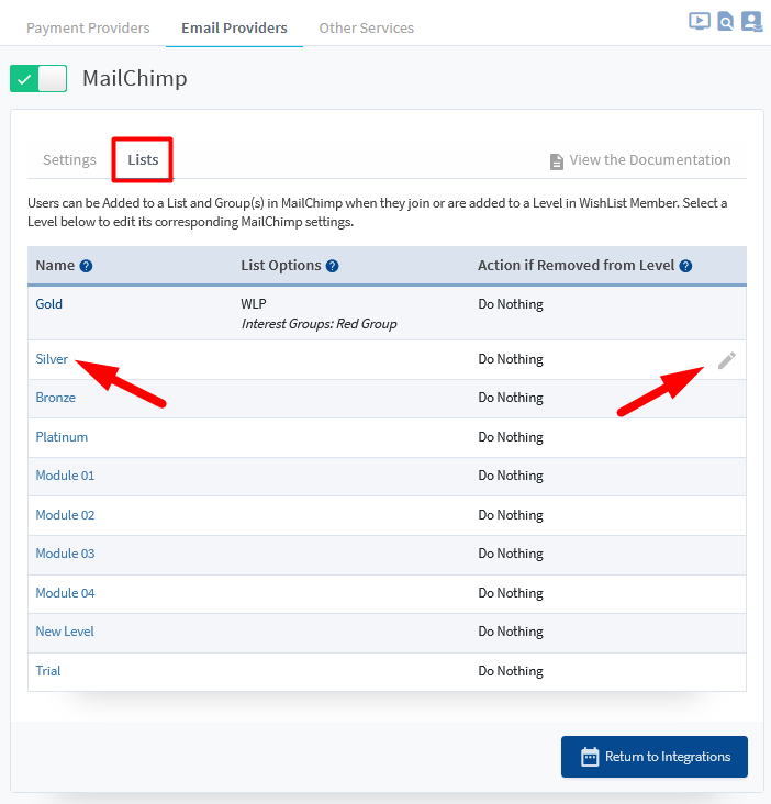 MailChimp Integration with WishList Member - Audiences/Lists