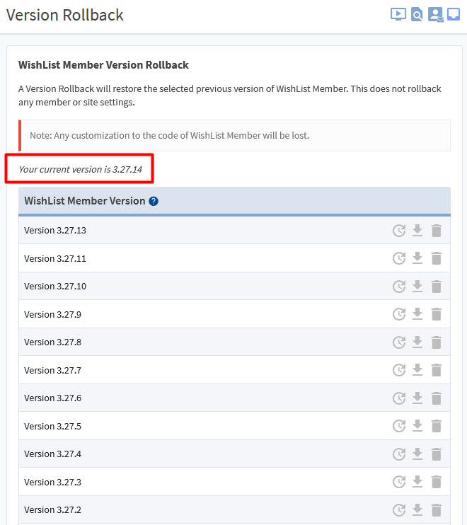 WishList Member Version Rollback - Current Version