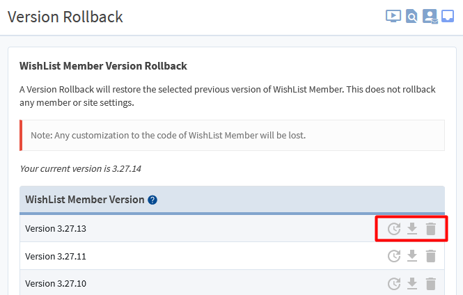 WishList Member Version Rollback - Icons