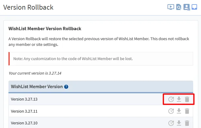 image - WordPress Membership Plugin - Membership Sites WishList Member Version Rollback - Icons