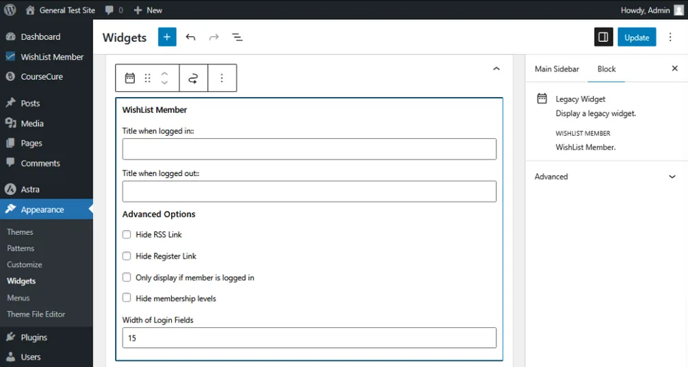 Add the WishList Member Widget
