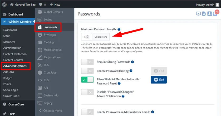 image - WordPress Membership Plugin - Membership Sites Minimum Password Length for Members in WishList Member