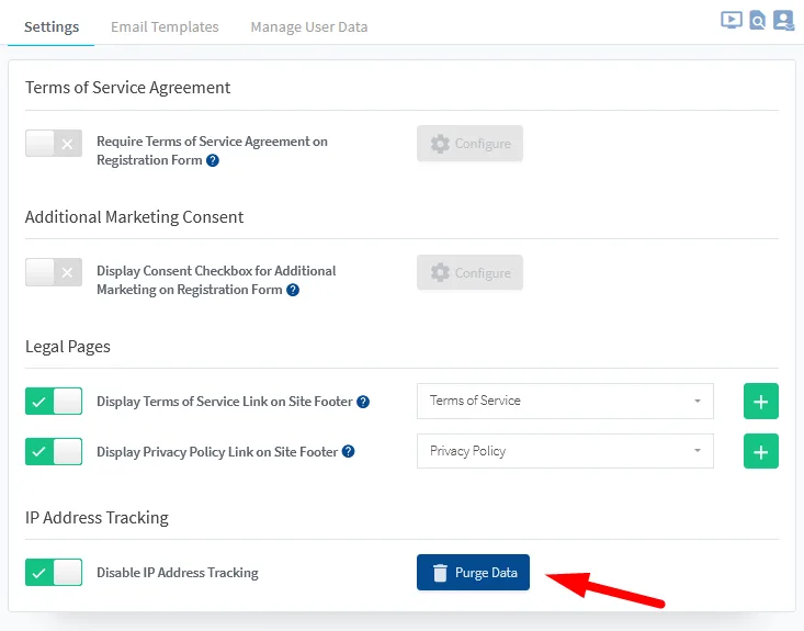 image - WordPress Membership Plugin - Membership Sites Disable IP Address Tracking / Purge Member IP Addresses in WishList Member - Purge Data