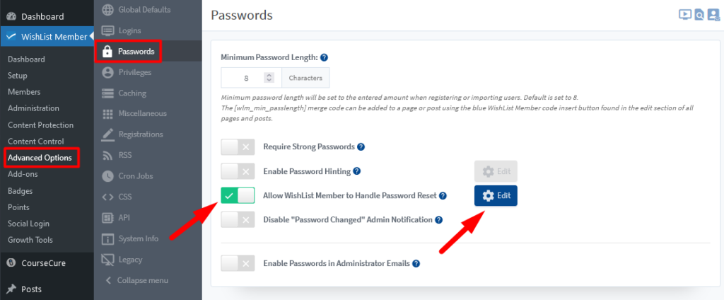 Reset Password Email - Allow WishList Member to Handle Password Reset