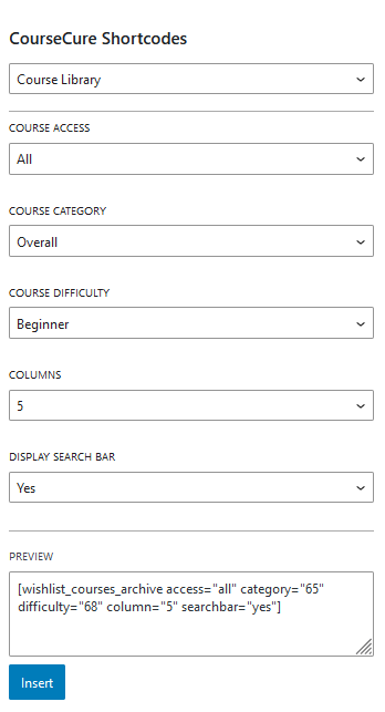 A Summary of CourseCure Shortcodes - Courses