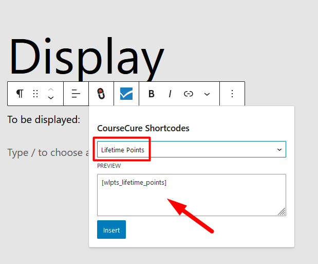 CourseCure Shortcode Inserter - Insert a Shortcode