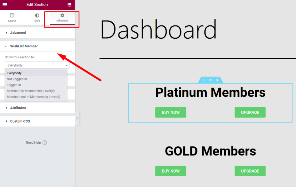 WishList Member Elementor Integration