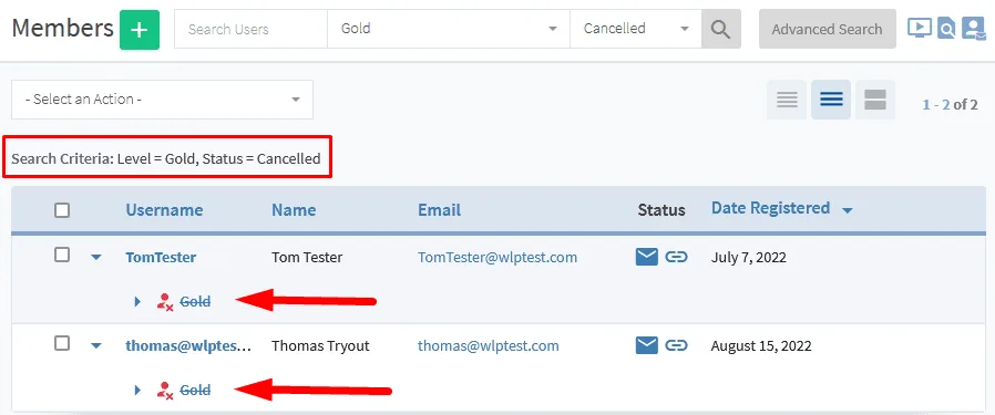 View cancelled members - WishList Member