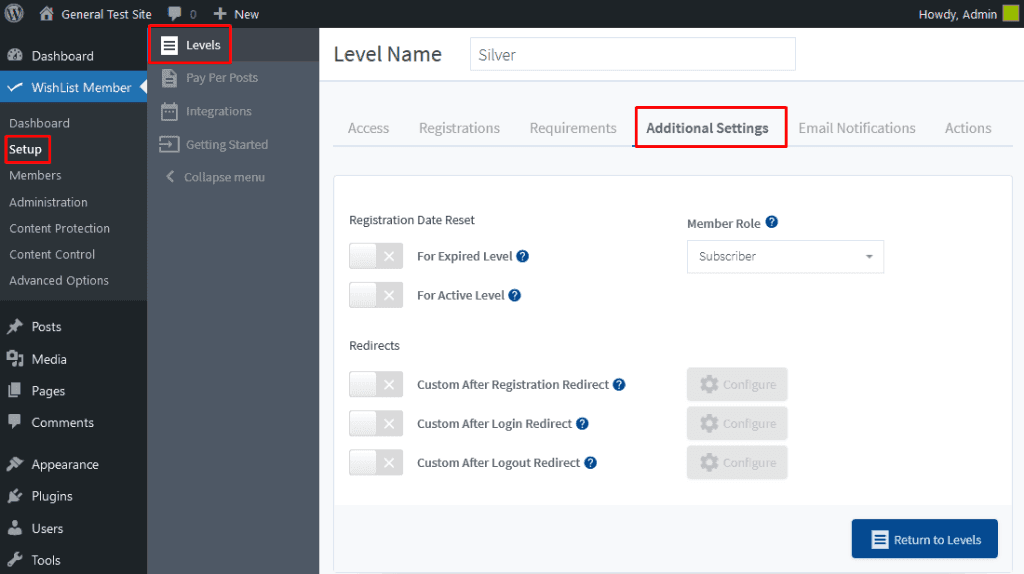 WishList Member Additional Settings