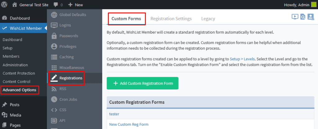 custom registration form - WishList Member