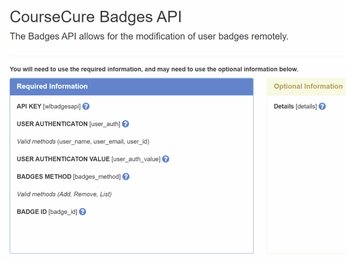 CourseCure Badges - Badge API
