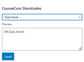 A Summary of CourseCure Shortcodes - Quiz Score