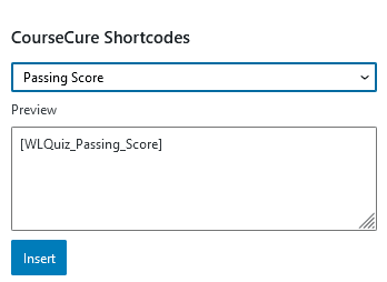 A Summary of CourseCure Shortcodes - Quiz Passing Score