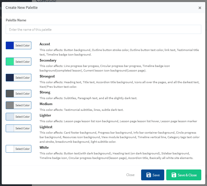 CourseCure Courses - Course Color Palette