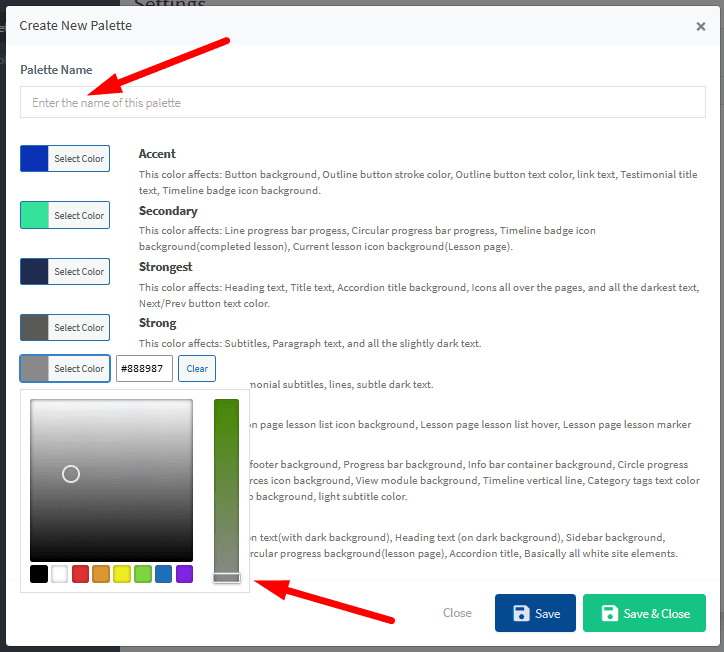 Courses - Select a Color Palette