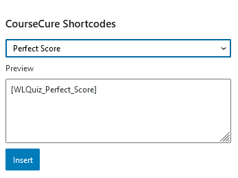 A Summary of CourseCure Shortcodes - Quiz Perfect Score