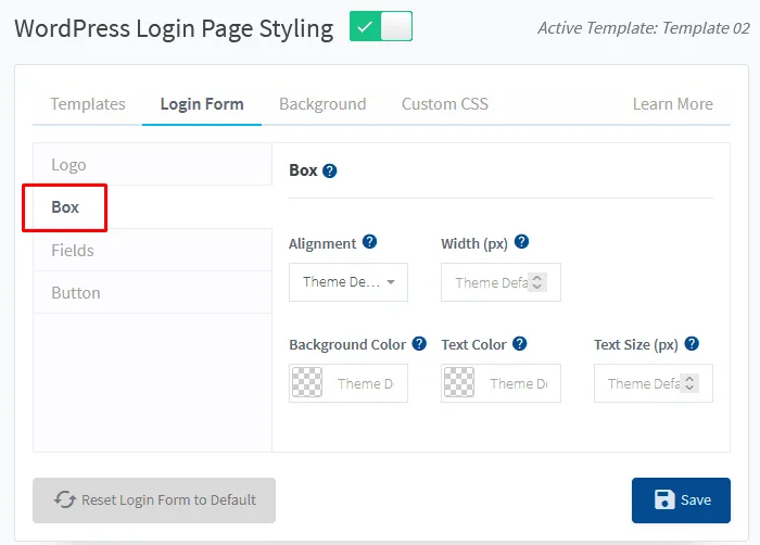 WordPress login page styling - WishList Member