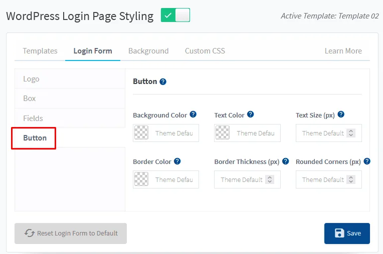 WordPress login page styling - WishList Member