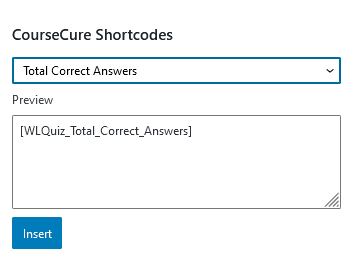 A Summary of CourseCure Shortcodes - Quiz Total Correct Answers