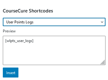 A Summary of CourseCure Shortcodes - User Points Logs