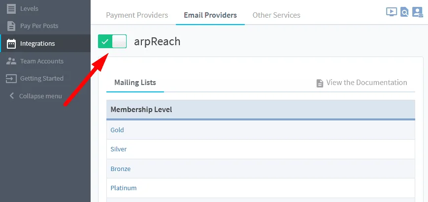 arpReach Integration with WishList Member