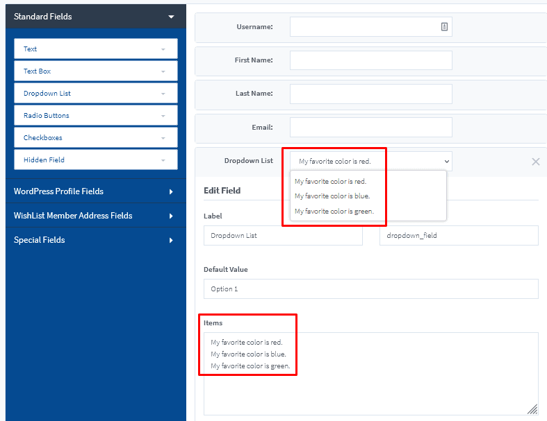 custom registration form - WishList Member