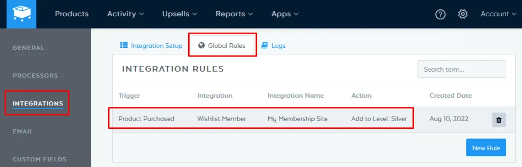 SamCart Integration with WishList Member - Global Rules