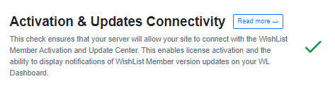 Activation and Updates Connectivity - WishList Member