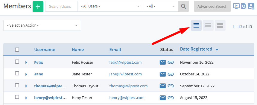 Manage Members - List View