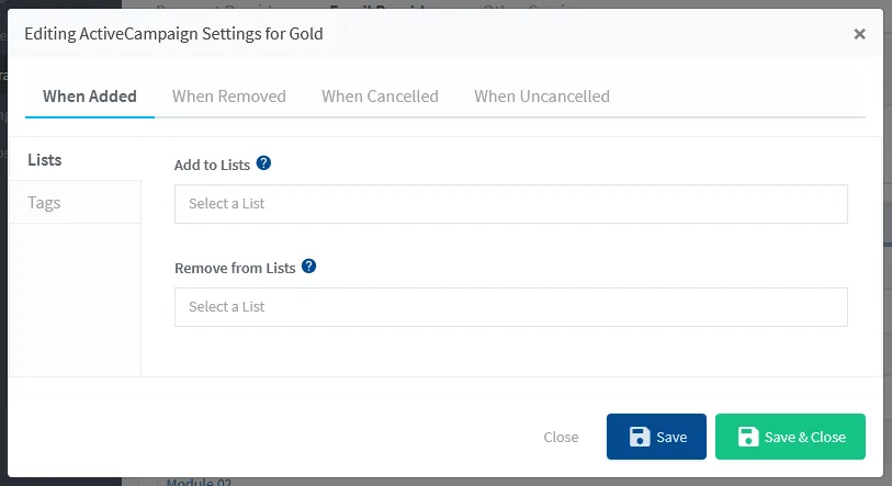 - WordPress Membership Plugin - Membership Sites Editing ActiveCampaign Settings for WishList Member Levels