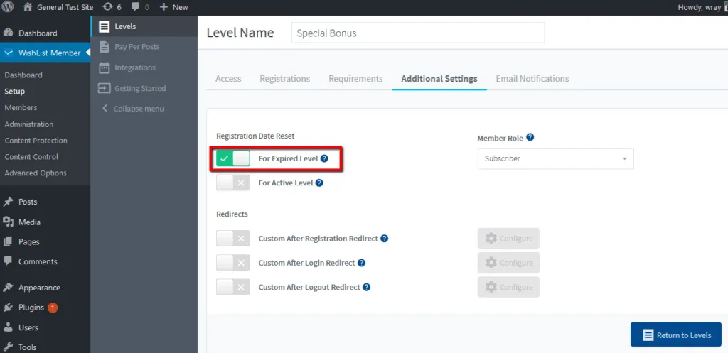 aweber - WordPress Membership Plugin - Membership Sites WishList Member - Expire from Level