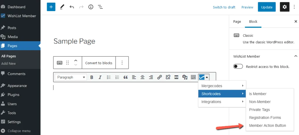 - WordPress Membership Plugin - Membership Sites Member Action Button - WishList Member
