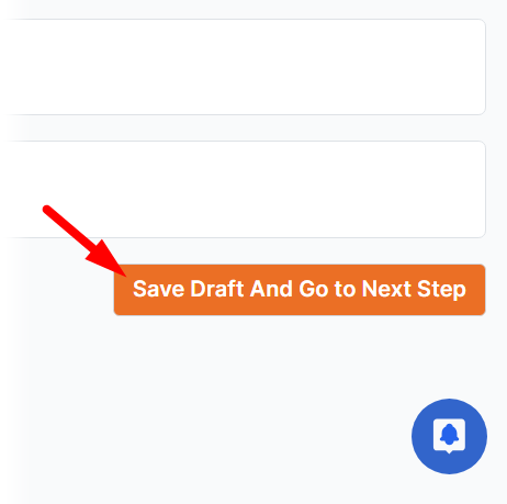JVZoo product screen with a mouse pointer over the "Save Draft and Go to Next Step" button.