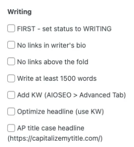 Strive style checklist