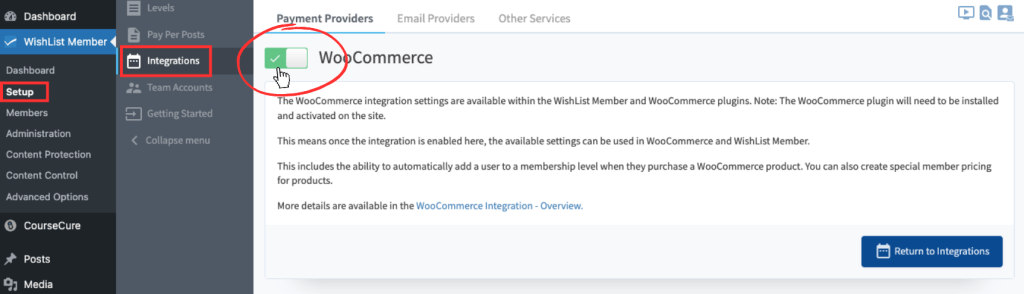 WishList Member WooCommerce integration setup