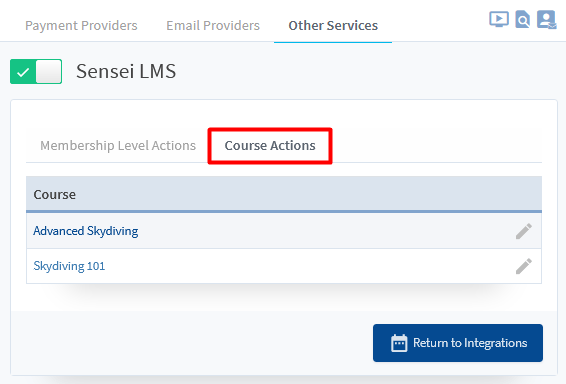 Sensei LMS Integration with WishList Member - Course Actions