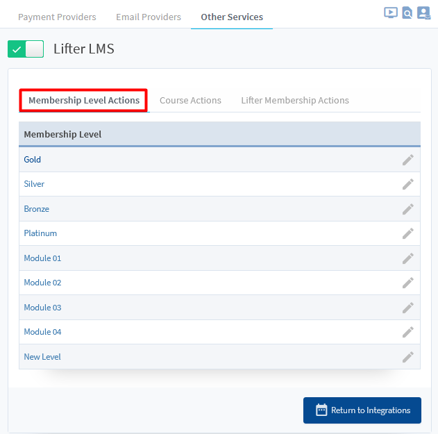 Lifter LMS Integration with WishList Member - Membership Level Actions