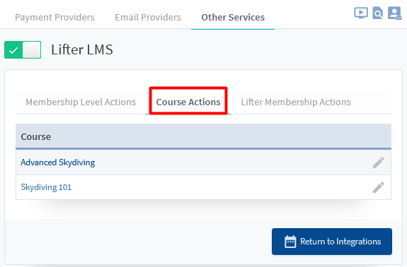 Lifter LMS Integration with WishList Member - Course Actions