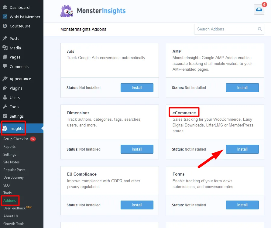 MonsterInsights integration with WishList Member - eCommerce