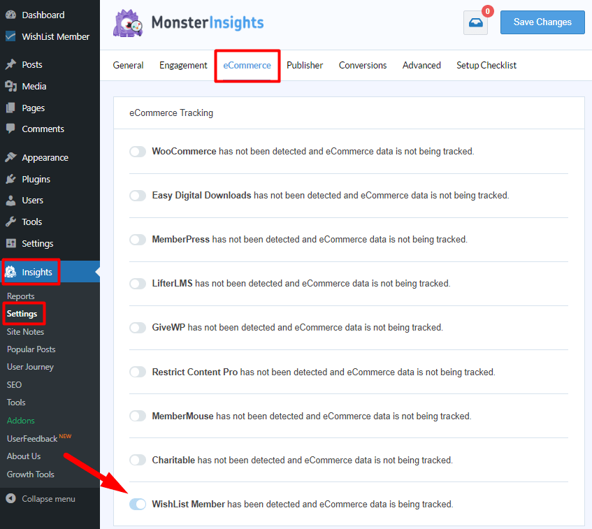 MonsterInsights integration with WishList Member - eCommerce